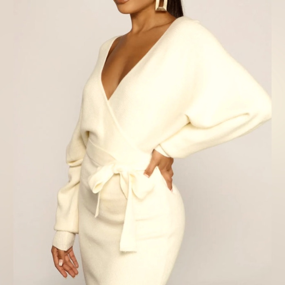 Cozy fuzzy White sweater dress